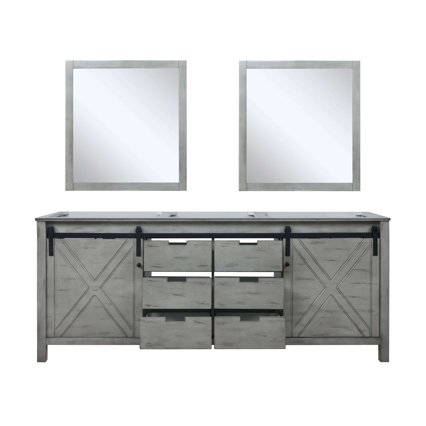 Marsyas 80" Ash Grey Double Vanity, no Top and 30" Mirrors - LM342280DH00M30