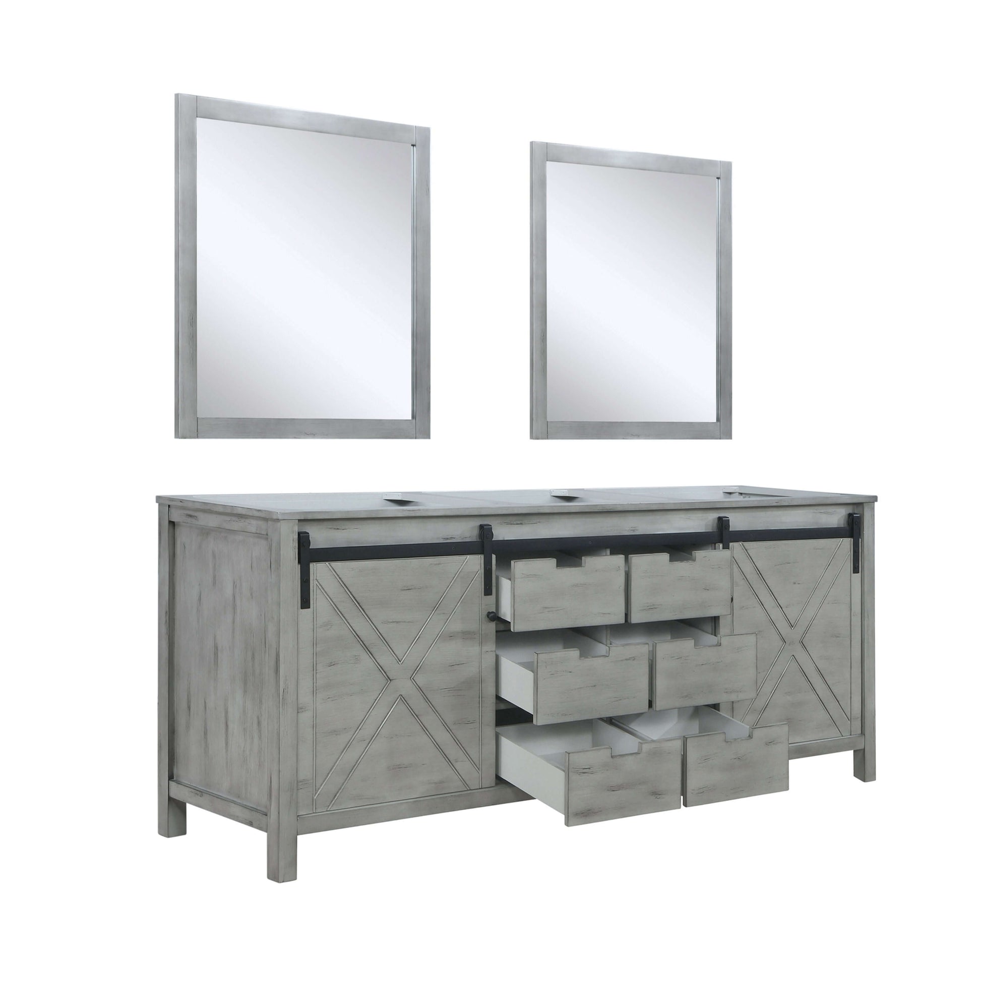 Marsyas 80" Ash Grey Double Vanity, no Top and 30" Mirrors - LM342280DH00M30