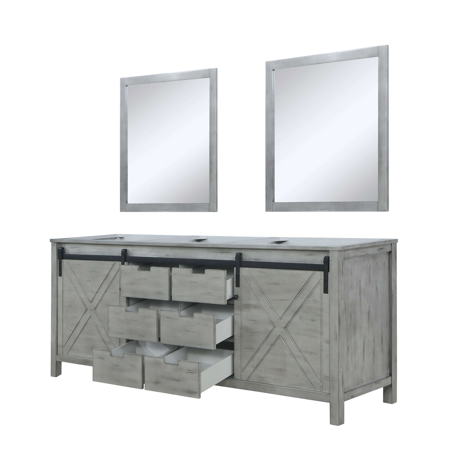 Marsyas 80" Ash Grey Double Vanity, no Top and 30" Mirrors - LM342280DH00M30