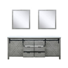 Load image into Gallery viewer, Marsyas 80&quot; Ash Grey Double Vanity Ash Grey, White Quartz Top, White Square Sinks and 30&quot; Mirrors - LM342280DHCSM30