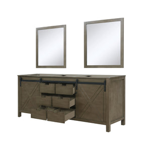 Marsyas 80" Rustic Brown Double Vanity, no Top and 30" Mirrors - LM342280DK00M30