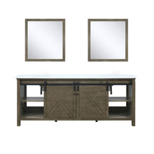 Load image into Gallery viewer, Marsyas 80&quot; Rustic Brown Double Vanity, White Quartz Top, White Square Sinks and 30&quot; Mirrors - LM342280DKCSM30