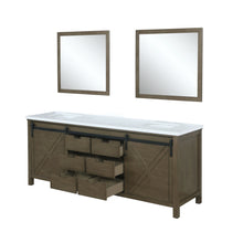 Load image into Gallery viewer, Marsyas 80&quot; Rustic Brown Double Vanity, White Quartz Top, White Square Sinks and 30&quot; Mirrors - LM342280DKCSM30