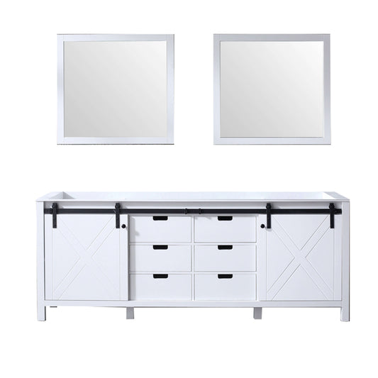 Marsyas 84" White Double Vanity, no Top and 34" Mirrors - LM342284DA00M34