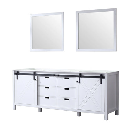 Marsyas 84" White Double Vanity, no Top and 34" Mirrors - LM342284DA00M34