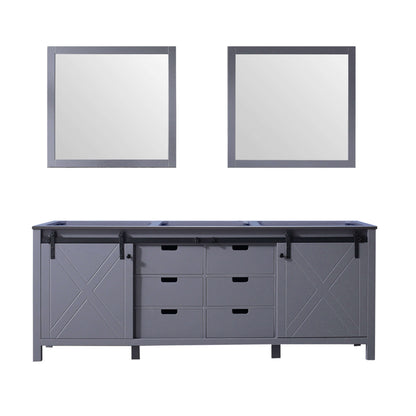 Marsyas 84" Dark Grey Double Vanity, no Top and 34" Mirrors - LM342284DB00M34