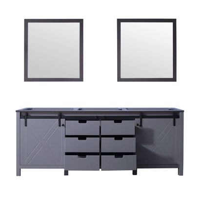 Marsyas 84" Dark Grey Double Vanity, no Top and 34" Mirrors - LM342284DB00M34