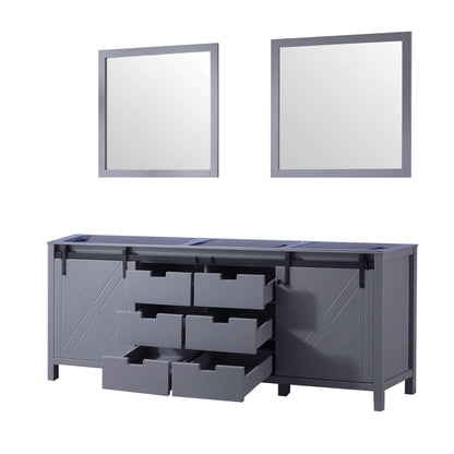 Marsyas 84" Dark Grey Double Vanity, no Top and 34" Mirrors - LM342284DB00M34