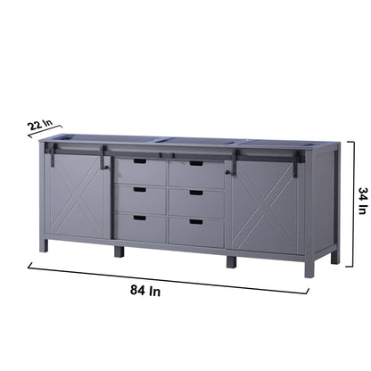 Marsyas 84" Dark Grey Double Vanity, no Top and 34" Mirrors - LM342284DB00M34