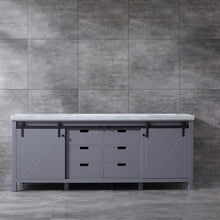 Load image into Gallery viewer, Marsyas 84&quot; Dark Grey Double Vanity, White Carrara Marble Top, White Square Sinks and no Mirror - LM342284DBBS000