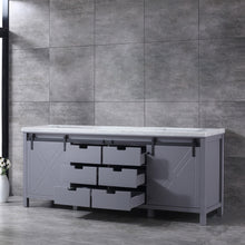 Load image into Gallery viewer, Marsyas 84&quot; Dark Grey Double Vanity, White Carrara Marble Top, White Square Sinks and no Mirror - LM342284DBBS000