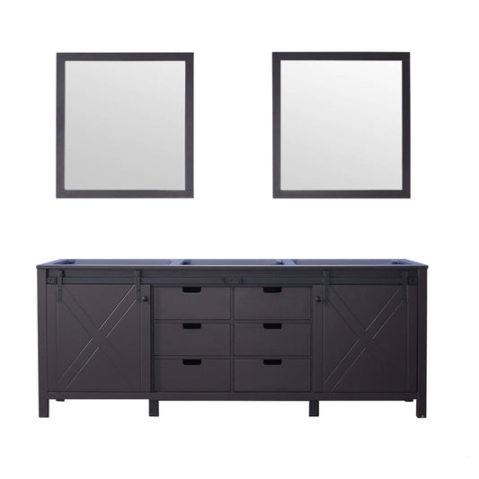 Marsyas 84" Brown Double Vanity, no Top and 34" Mirrors - LM342284DC00M34