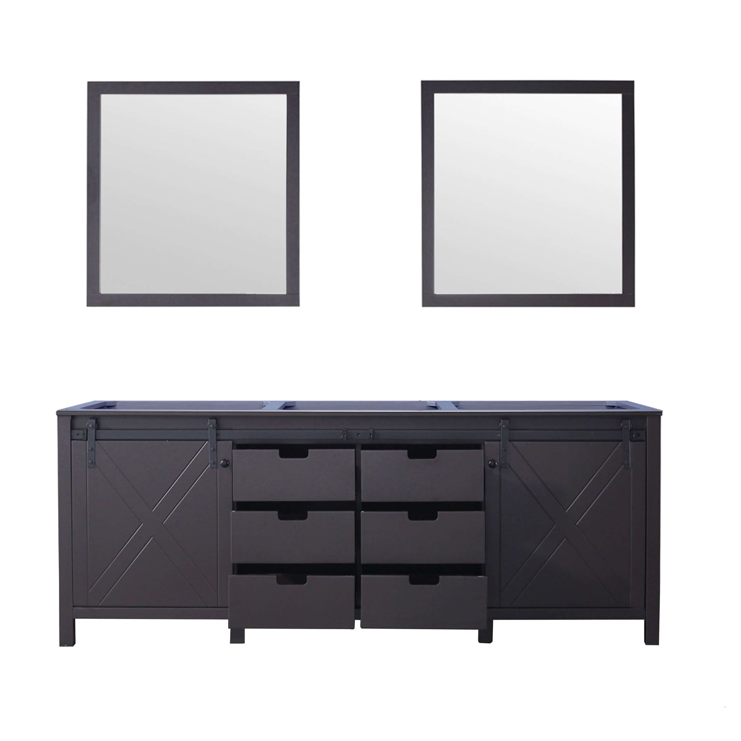 Marsyas 84" Brown Double Vanity, no Top and 34" Mirrors - LM342284DC00M34