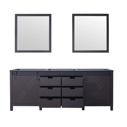 Marsyas 84" Brown Double Vanity, no Top and 34" Mirrors - LM342284DC00M34