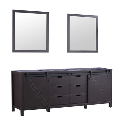 Marsyas 84" Brown Double Vanity, no Top and 34" Mirrors - LM342284DC00M34