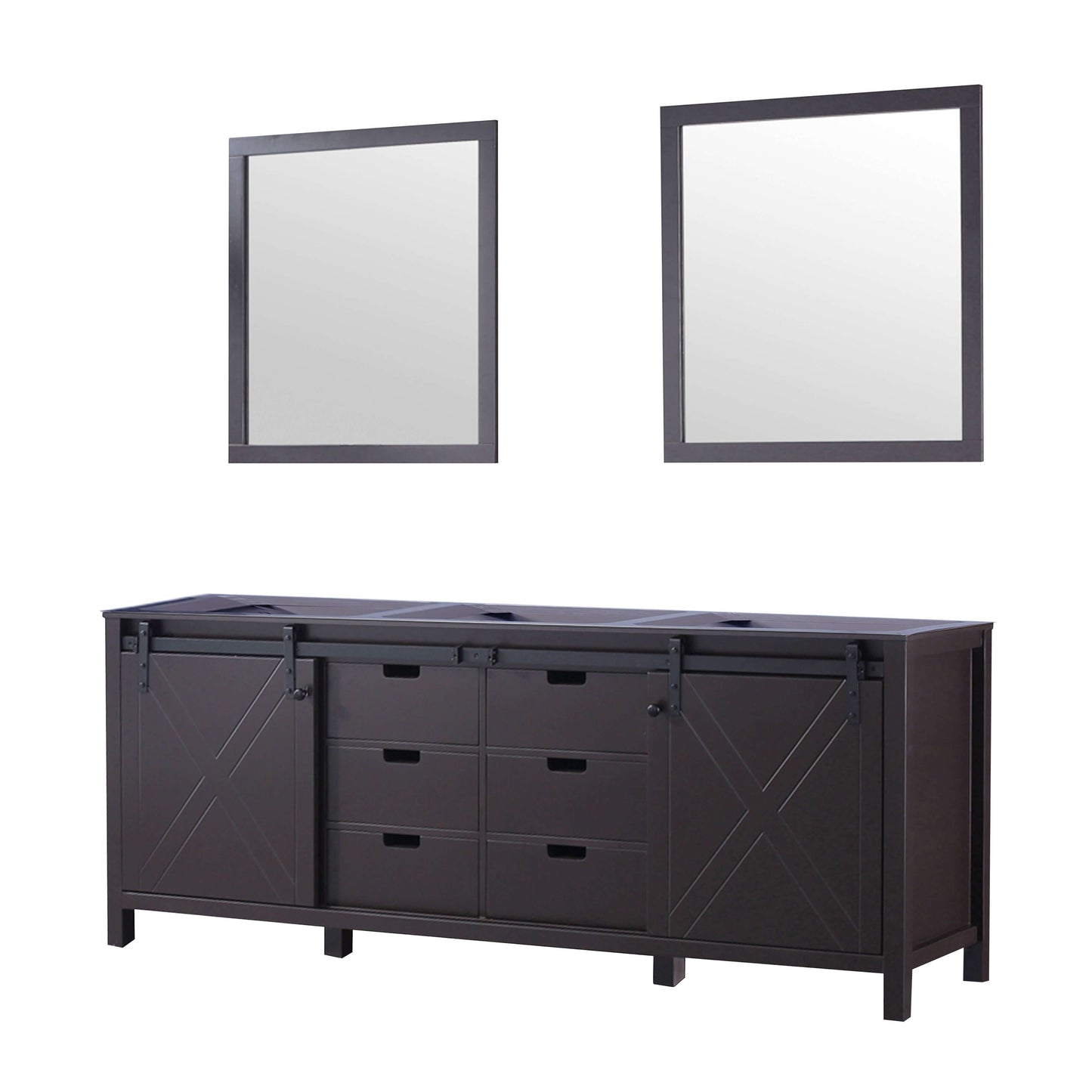 Marsyas 84" Brown Double Vanity, no Top and 34" Mirrors - LM342284DC00M34