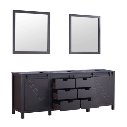 Marsyas 84" Brown Double Vanity, no Top and 34" Mirrors - LM342284DC00M34