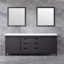 Load image into Gallery viewer, Marsyas 84&quot; Brown Double Vanity, White Quartz Top, White Square Sinks and 34&quot; Mirrors - LM342284DCCSM34
