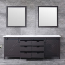 Load image into Gallery viewer, Marsyas 84&quot; Brown Double Vanity, White Quartz Top, White Square Sinks and 34&quot; Mirrors - LM342284DCCSM34
