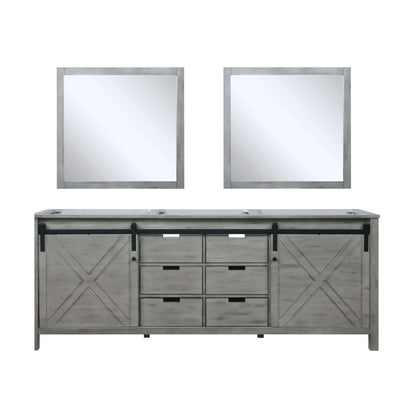 Marsyas 84" Ash Grey Double Vanity, no Top and 34" Mirrors - LM342284DH00M34