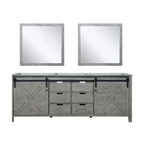 Marsyas 84" Ash Grey Double Vanity, no Top and 34" Mirrors - LM342284DH00M34