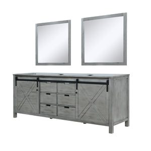 Marsyas 84" Ash Grey Double Vanity, no Top and 34" Mirrors - LM342284DH00M34