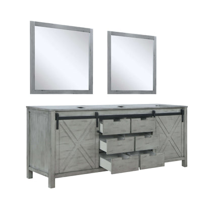 Marsyas 84" Ash Grey Double Vanity, no Top and 34" Mirrors - LM342284DH00M34