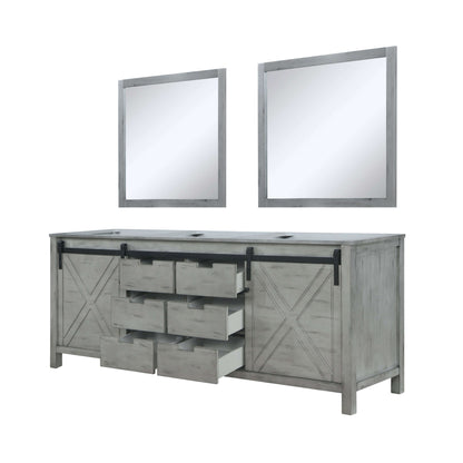 Marsyas 84" Ash Grey Double Vanity, no Top and 34" Mirrors - LM342284DH00M34