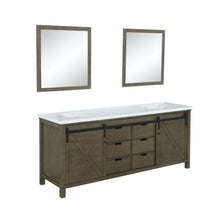 Load image into Gallery viewer, Marsyas 84&quot; Rustic Brown Double Vanity, White Quartz Top, White Square Sinks and 34&quot; Mirrors - LM342284DKCSM34