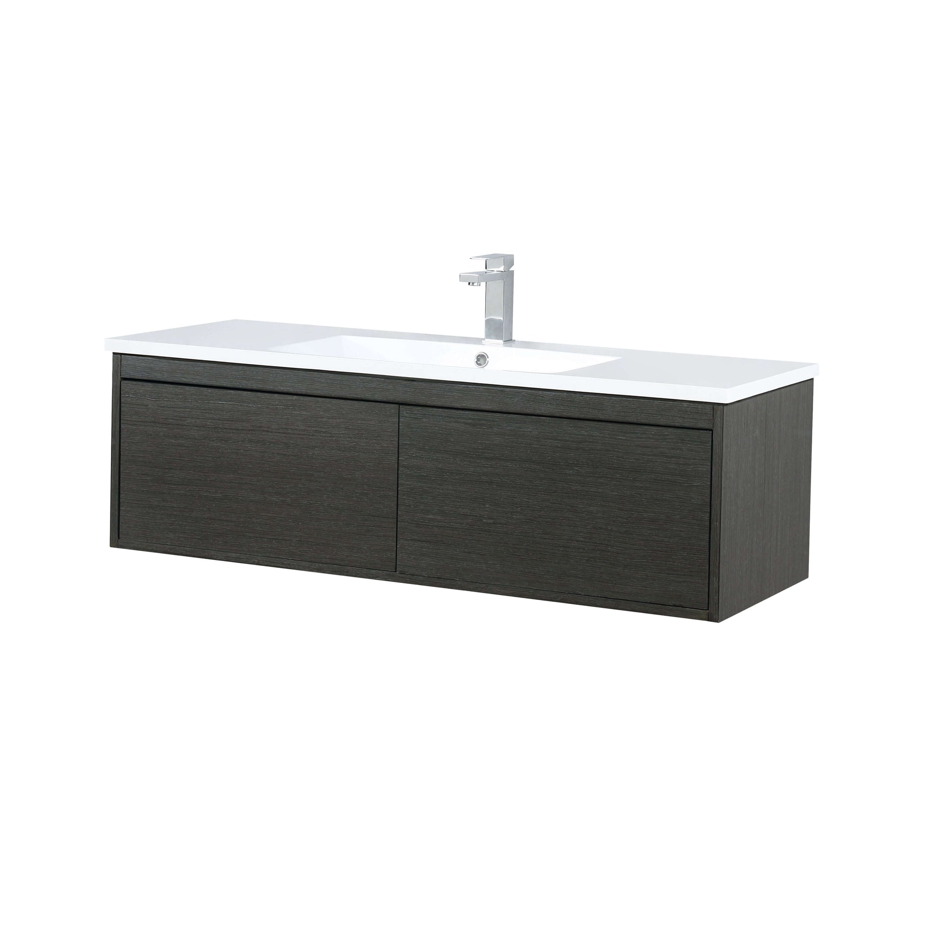 Sant 48" Iron Charcoal Bathroom Single Vanity, Acrylic Composite Top with Integrated Sink, and Labaro Brushed Nickel Faucet Set - LS48SRAIS000FBN