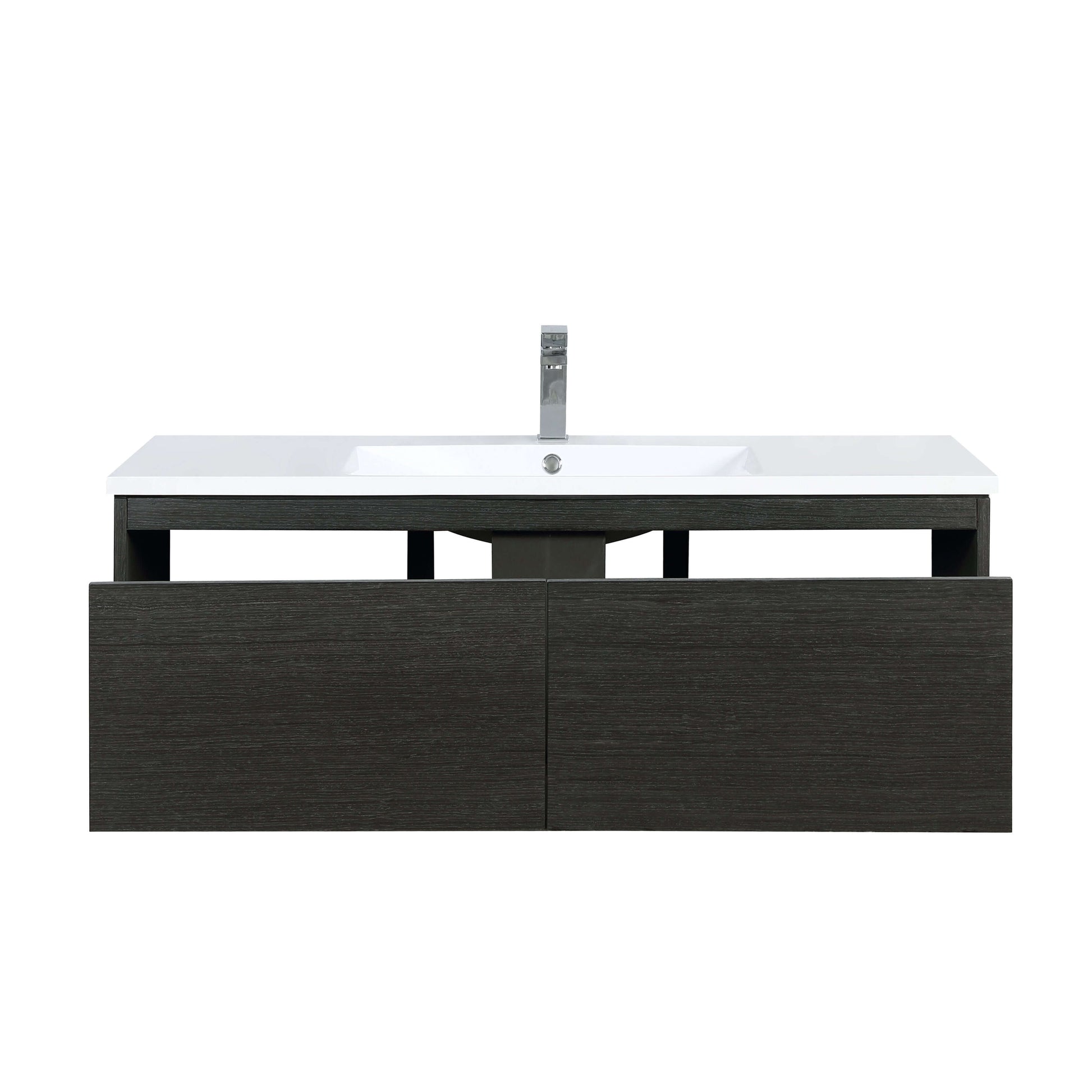 Sant 48" Iron Charcoal Bathroom Single Vanity, Acrylic Composite Top with Integrated Sink, and Labaro Brushed Nickel Faucet Set - LS48SRAIS000FBN