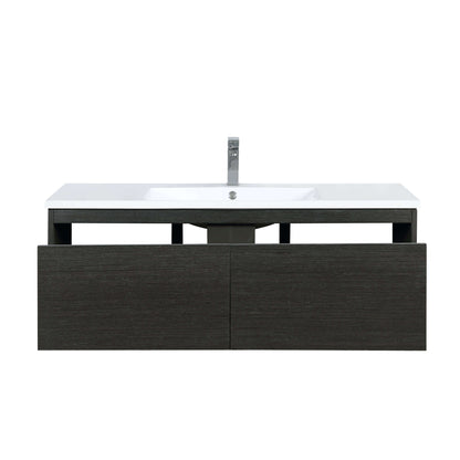 Sant 48" Iron Charcoal Bathroom Single Vanity, Acrylic Composite Top with Integrated Sink, and Labaro Brushed Nickel Faucet Set - LS48SRAIS000FBN