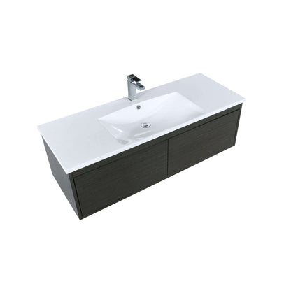 Sant 48" Iron Charcoal Bathroom Single Vanity, Acrylic Composite Top with Integrated Sink, and Labaro Brushed Nickel Faucet Set - LS48SRAIS000FBN