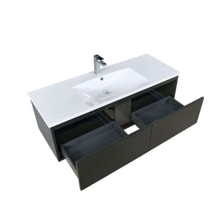 Sant 48" Iron Charcoal Bathroom Single Vanity, Acrylic Composite Top with Integrated Sink, and Labaro Brushed Nickel Faucet Set - LS48SRAIS000FBN