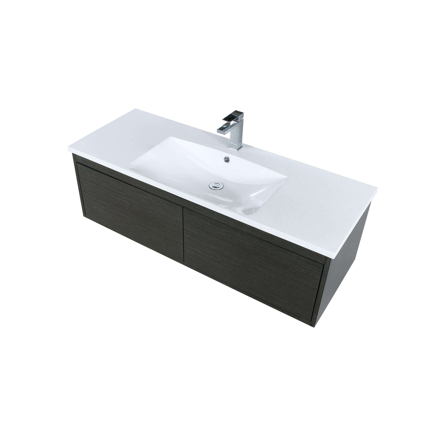 Sant 48" Iron Charcoal Bathroom Single Vanity, Acrylic Composite Top with Integrated Sink, and Labaro Brushed Nickel Faucet Set - LS48SRAIS000FBN