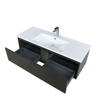 Sant 48" Iron Charcoal Bathroom Single Vanity, Acrylic Composite Top with Integrated Sink, and Labaro Brushed Nickel Faucet Set - LS48SRAIS000FBN