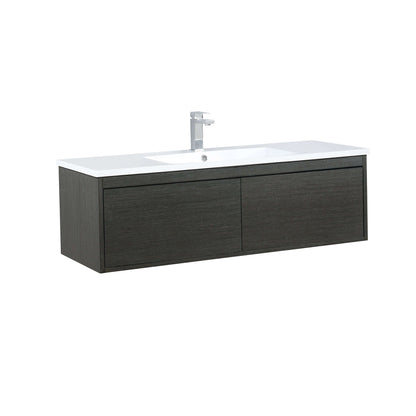 Sant 48" Iron Charcoal Bathroom Single Vanity, Acrylic Composite Top with Integrated Sink, and Labaro Brushed Nickel Faucet Set - LS48SRAIS000FBN