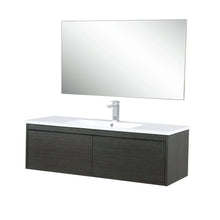 Load image into Gallery viewer, Sant 48&quot; Iron Charcoal Bathroom Single Vanity, Acrylic Composite Top with Integrated Sink, Labaro Brushed Nickel Faucet Set, and 43&quot; Frameless Mirror - LS48SRAISM43FBN