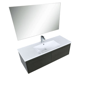 Sant 48" Iron Charcoal Bathroom Single Vanity, Acrylic Composite Top with Integrated Sink, Labaro Brushed Nickel Faucet Set, and 43" Frameless Mirror - LS48SRAISM43FBN