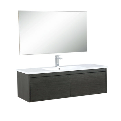 Sant 48" Iron Charcoal Bathroom Single Vanity, Acrylic Composite Top with Integrated Sink, Labaro Brushed Nickel Faucet Set, and 43" Frameless Mirror - LS48SRAISM43FBN