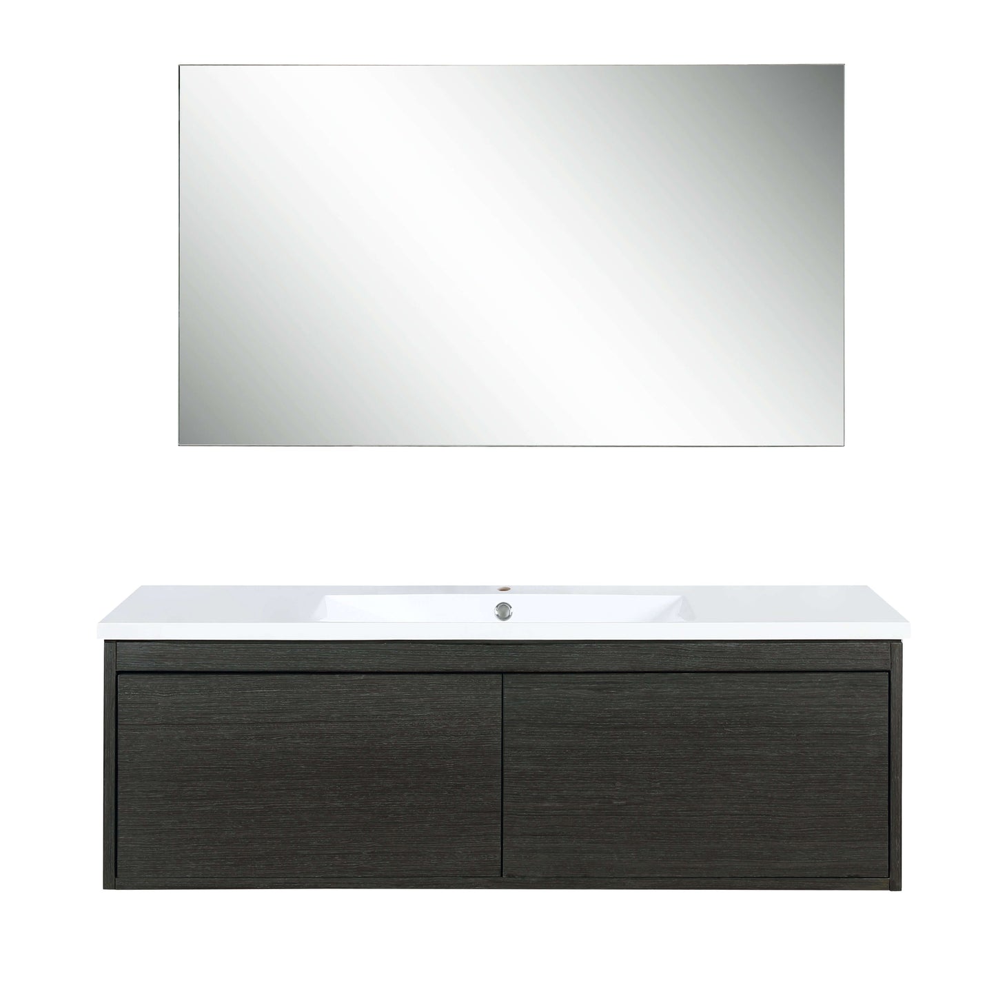 Sant 48" Iron Charcoal Bathroom Single Vanity, Acrylic Composite Top with Integrated Sink, and 43" Frameless Mirror - LS48SRAISM43