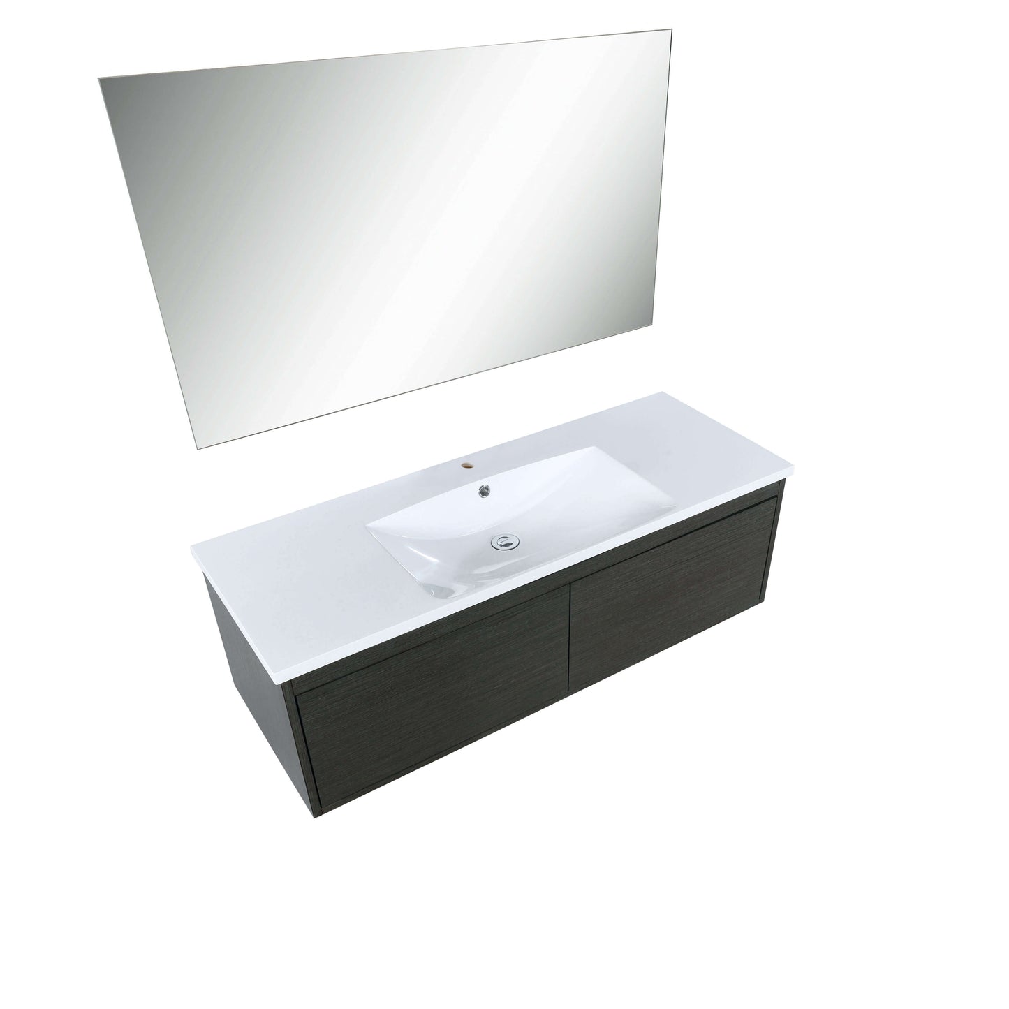 Sant 48" Iron Charcoal Bathroom Single Vanity, Acrylic Composite Top with Integrated Sink, and 43" Frameless Mirror - LS48SRAISM43