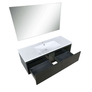 Sant 48" Iron Charcoal Bathroom Single Vanity, Acrylic Composite Top with Integrated Sink, and 43" Frameless Mirror - LS48SRAISM43