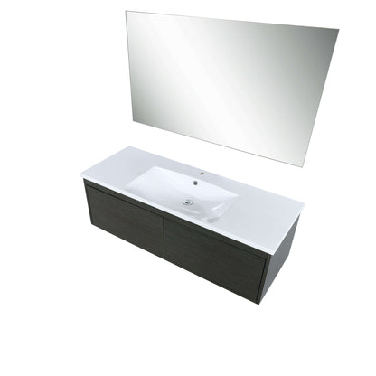 Sant 48" Iron Charcoal Bathroom Single Vanity, Acrylic Composite Top with Integrated Sink, and 43" Frameless Mirror - LS48SRAISM43