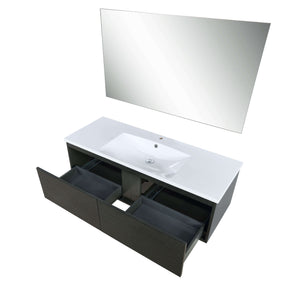 Sant 48" Iron Charcoal Bathroom Single Vanity, Acrylic Composite Top with Integrated Sink, and 43" Frameless Mirror - LS48SRAISM43