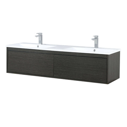 Sant 60" Iron Charcoal Double Bathroom Vanity, Acrylic Composite Top with Integrated Sinks, and Labaro Brushed Nickel Faucet Set - LS60DRAIS000FBN