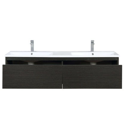 Sant 60" Iron Charcoal Double Bathroom Vanity, Acrylic Composite Top with Integrated Sinks, and Labaro Brushed Nickel Faucet Set - LS60DRAIS000FBN