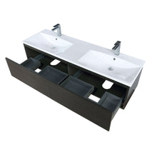 Load image into Gallery viewer, Sant 60&quot; Iron Charcoal Double Bathroom Vanity, Acrylic Composite Top with Integrated Sinks, and Labaro Brushed Nickel Faucet Set - LS60DRAIS000FBN