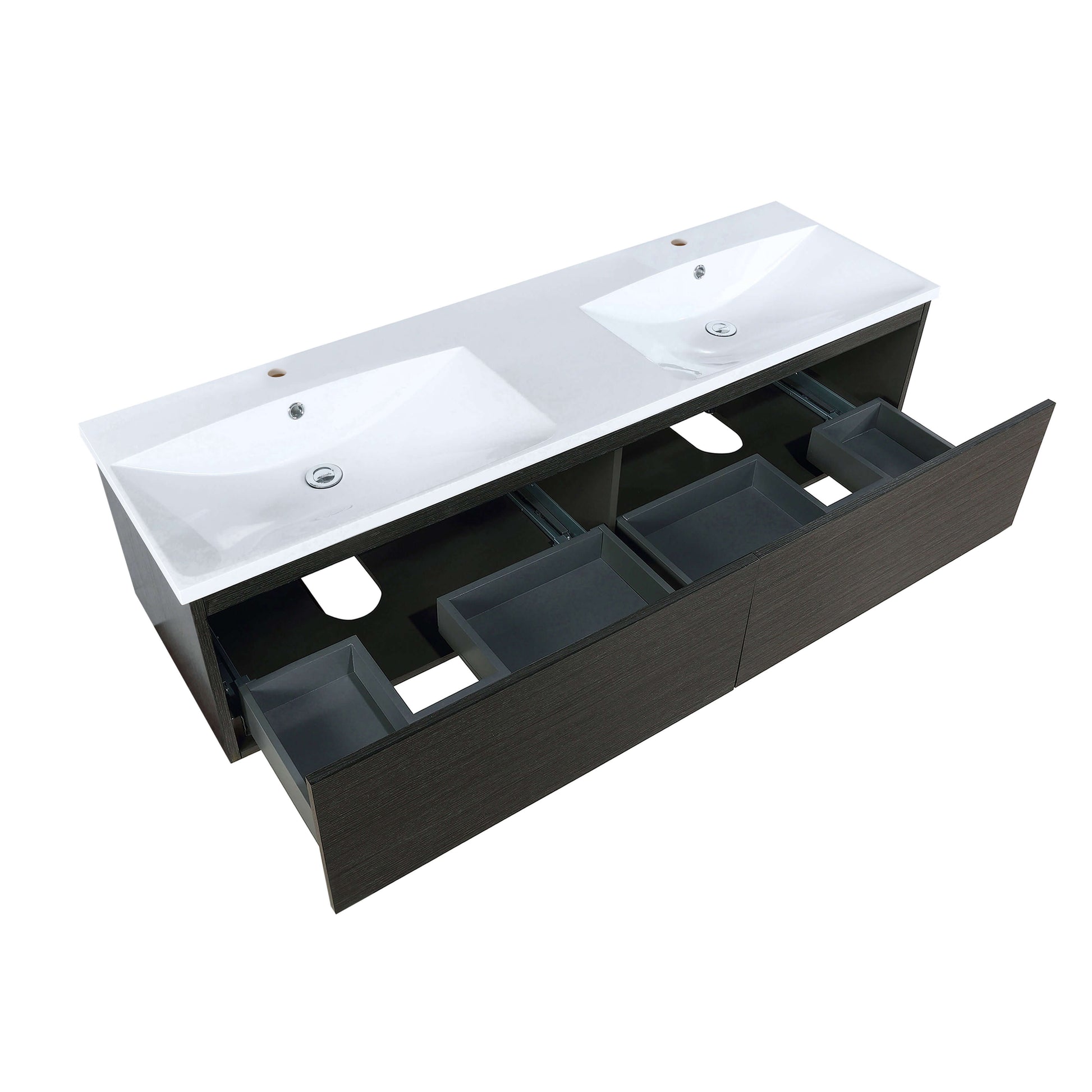 Sant 60" Iron Charcoal Double Bathroom Vanity and Acrylic Composite Top with Integrated Sinks - LS60DRAIS000