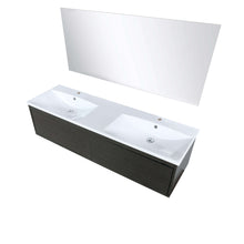 Load image into Gallery viewer, Sant 60&quot; Iron Charcoal Double Bathroom Vanity, Acrylic Composite Top with Integrated Sinks, and 55&quot; Frameless Mirror - LS60DRAISM55